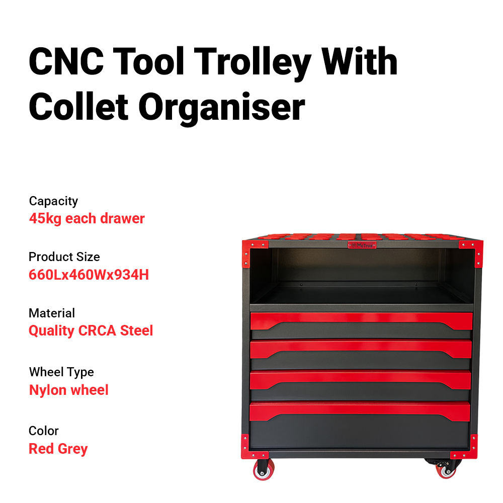 Cnc tool trolley with collet organiser 4
