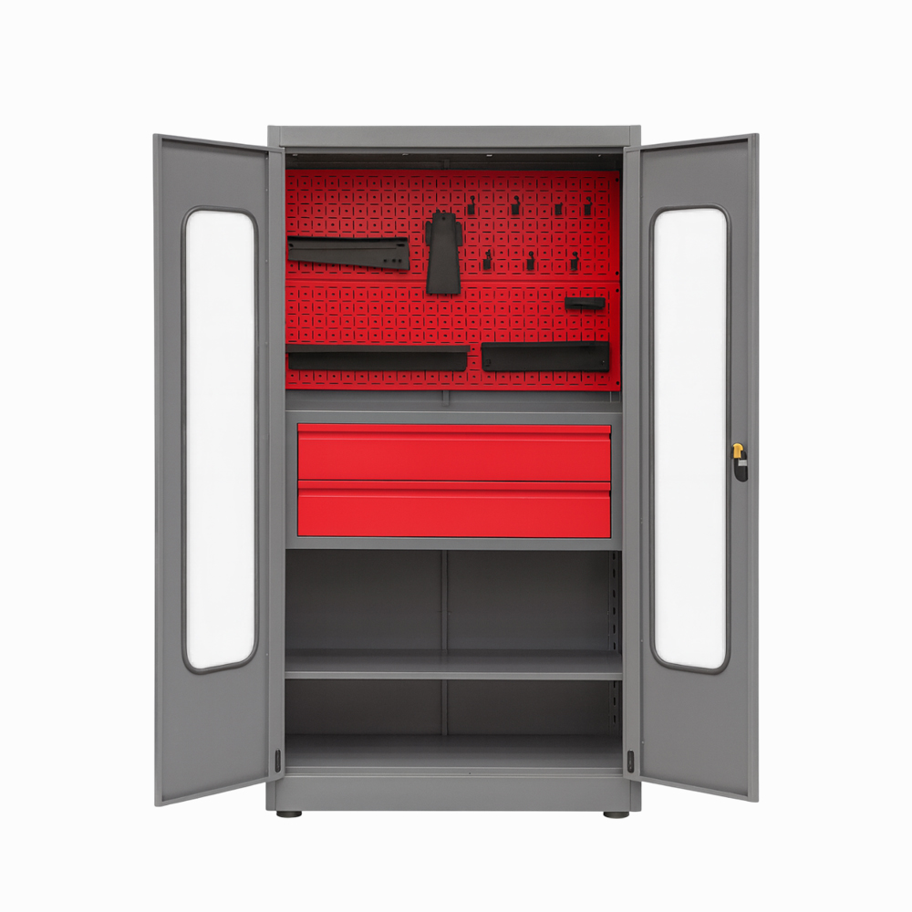 Tool storage cabinet with pegboard 2